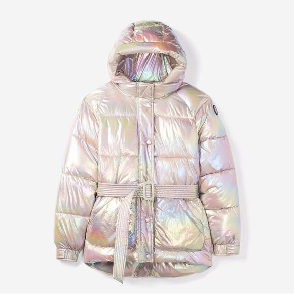 NEW Noize Bonita Holographic Puffer Jacket Size XS Metallic Tanzanite Ski Sporty - Picture 2 of 16